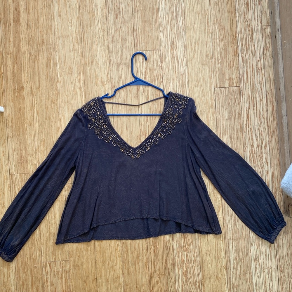 Urban Outfitters Brown Long Sleeve Gold Details